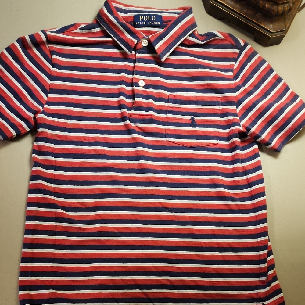 Ralph Lauren Red and Blue Striped Polo